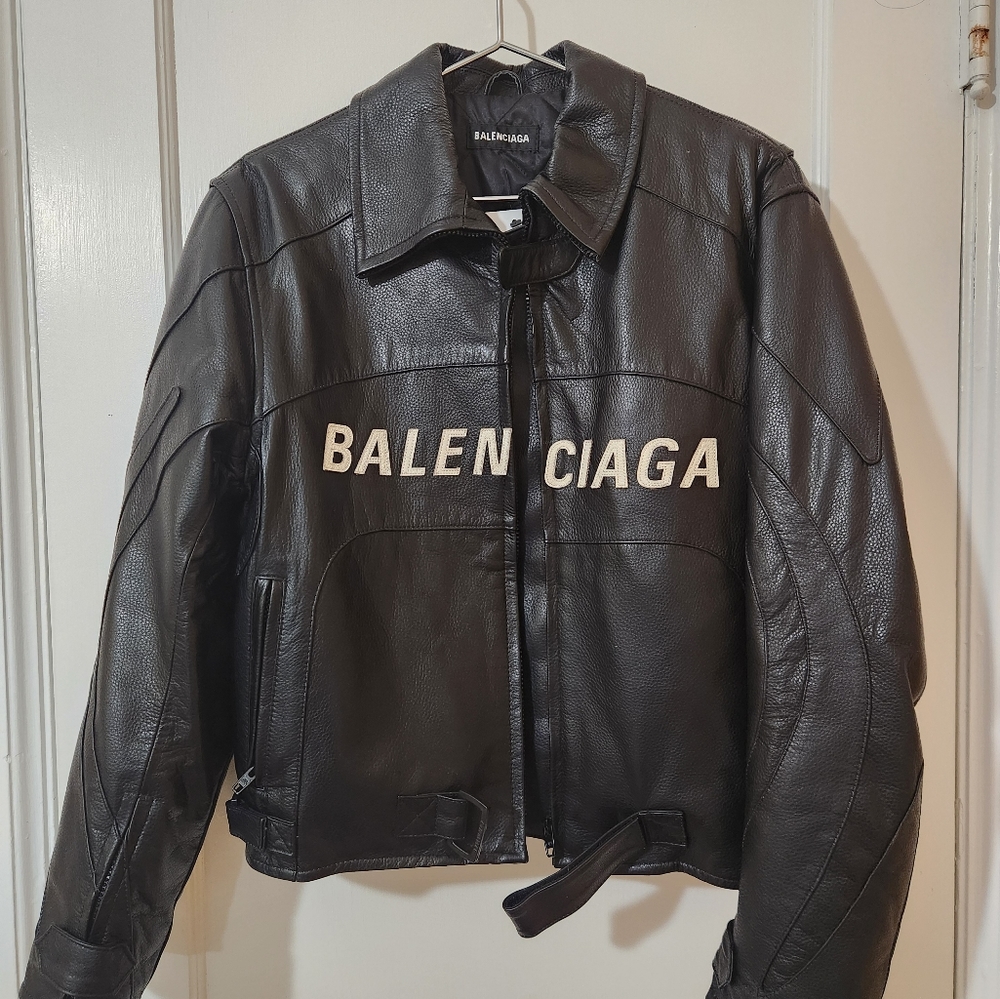 Balenciaga leather moto jacket sz 38